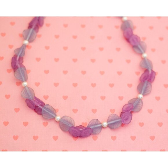 Vintage Purple Vibrant Stones Beaded Necklace 18 inch by Avon - X10 - Picture 1 of 3